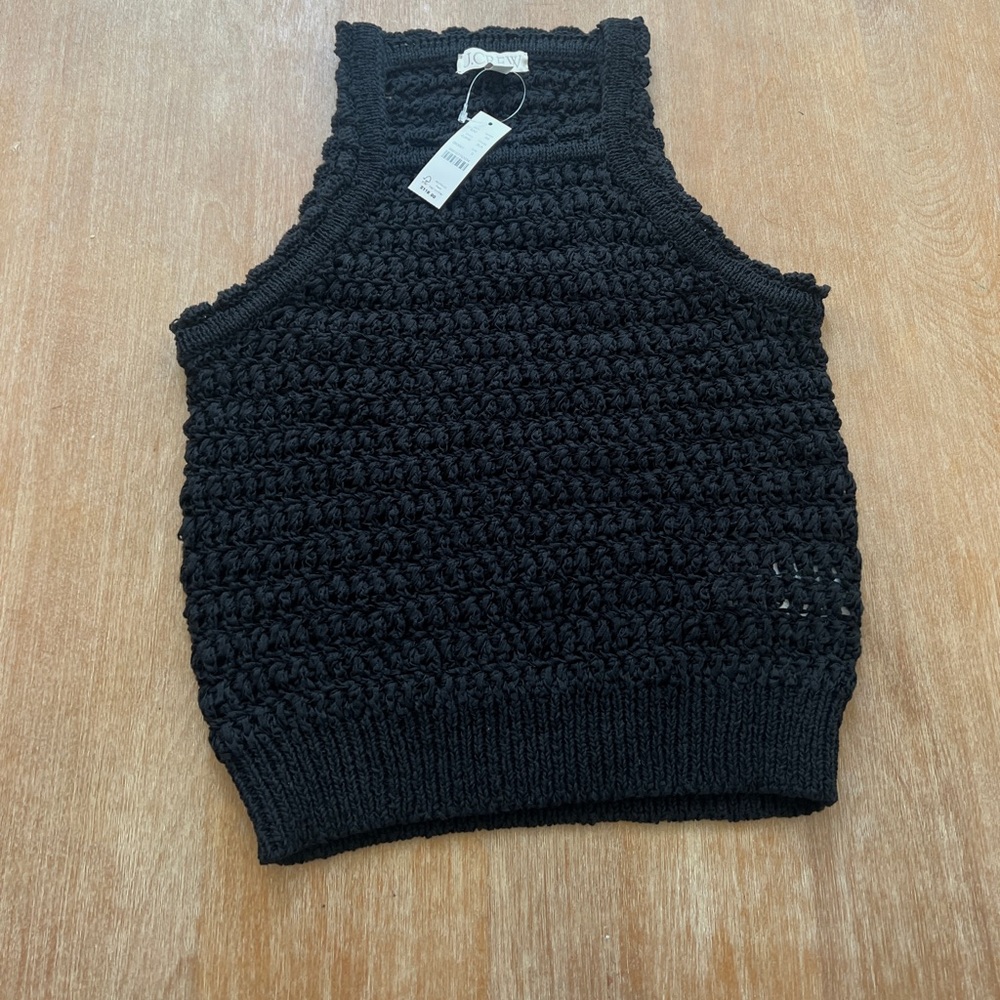 J.Crew black Montauk crochet tank top. Size small. NWOT - Picture 3 of 4